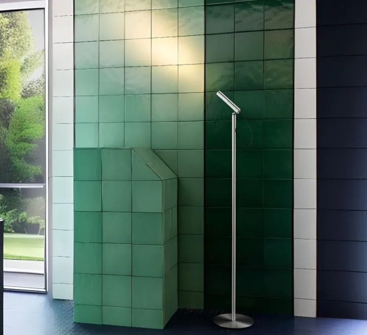 Lampadaire-liseuse, Type Reading, aluminium satiné, LED, dim, 2700K, 466 lm, L26cm, H140cm - Nemo Lighting