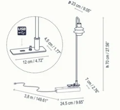 Lampe à fixer, Drip M/70, Opale Polycarbonate, LED, 2700K, 345 lm, L24,5cm, H70cm - Bover