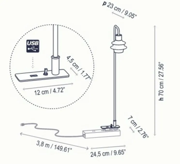 Lampe à fixer, Drop M/70, Vert transparent, LED, 2700K, 345 lm, L24,5cm, H70cm - Bover