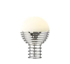Lampe à poser / baladeuse, Wire, blanc, chrome, LED, IP44, Ø18cm, H25cm - Verpan