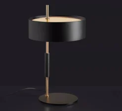 Lampe à poser, 1953, noir et or, Ø20cm, H48cm - Oluce