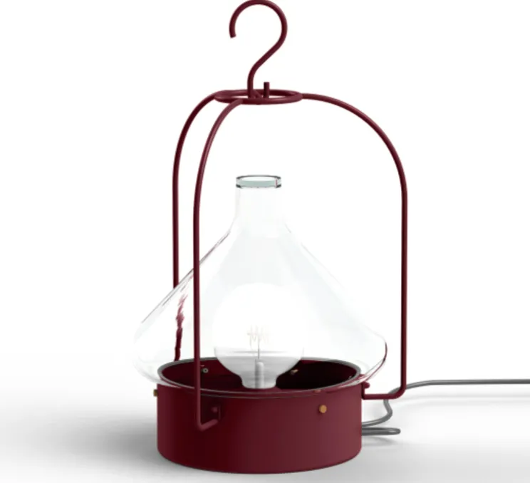 Lampe à poser à suspendre, d'extérieur, La Hutte N°2, vin rouge, IP65, Ø34,4cm, H56cm - Roger Pradier