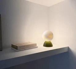 Lampe à poser, Abisal S Mini, albâtre, vert, Ø12cm, H18cm - Luxcambra