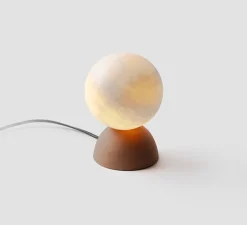 Lampe à poser, Abisal S Mini, albâtre, terracotta, Ø12cm, H18cm - Luxcambra
