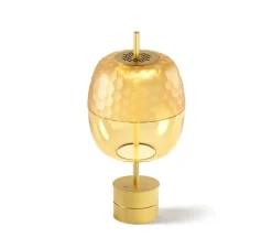 Lampe à poser, Adamas, verre bronze, structure laiton, LED, dim, 2700K, 624 lm, Ø22,5cm, H44,8cm - Panzeri
