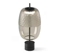 Lampe à poser, Adamas, verre fumé, structure noire, LED, dim, 2700K, 624 lm, Ø23,6cm, H52,3cm - Panzeri
