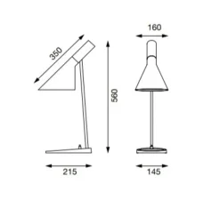 Lampe à poser, AJ, acier inoxydable, L35cm, H56cm - Louis Poulsen