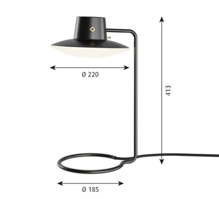 Lampe à poser, AJ Oxford avec abat-jour, noir, verre opalin, Ø22cm, H41cm - Louis Poulsen