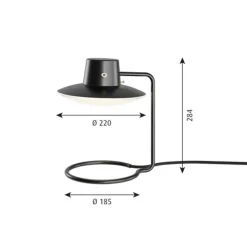 Lampe à poser, AJ Oxford avec abat-jour, noir, verre opalin, Ø22cm, H28cm - Louis Poulsen