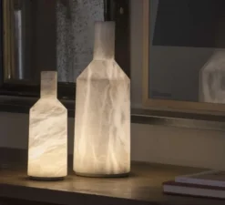 Lampe à poser, Alabast, Albâtre, IP66 LED, 3000k, 290lm, Ø13cm, H30cm - Carpyen