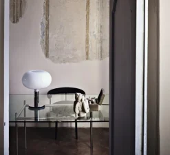 Lampe à poser, Albini AM/AS, AM1N, blanc et chrome, Ø40cm, H48cm - Nemo Lighting