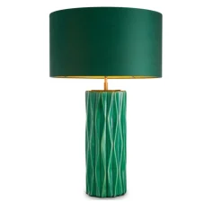 Lampe à poser, Amarello, vert céramique, abat-jour vert, laiton antique, Ø55cm, H88,5cm - Eichholtz