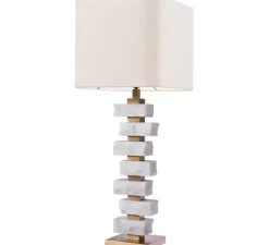 Lampe à poser, Amber L, Laiton antique, marbre blanc, L35,5cm, H89cm - Eichholtz