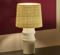 Lampe à poser, Aquarius, blanc, abat-jour jaune, Ø23cm, H41cm - Sarah Lavoine