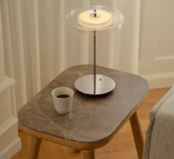 Lampe à poser, asteria move, verre et acier, LED, dim, 2500K, 25-140 lm, Ø20cm, H30,6cm - Umage