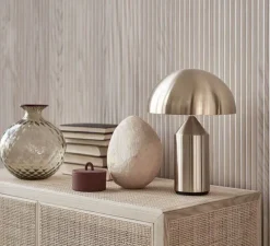 Lampe à poser, Atollo, laiton brossé, Ø25cm, H35cm - Vico Magistretti - Oluce