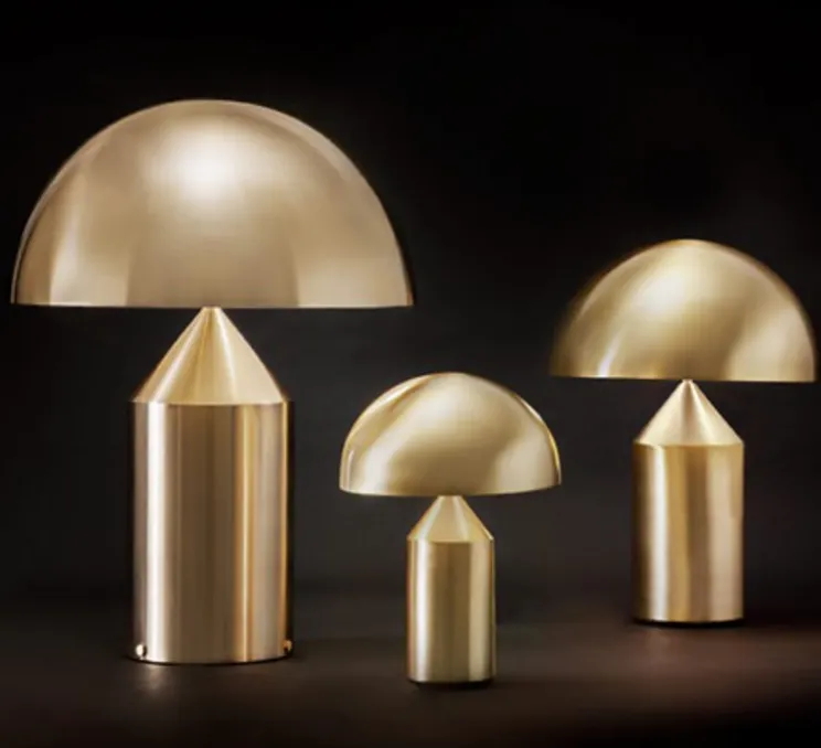 Lampe à poser, Atollo, laiton brossé, Ø25cm, H35cm - Vico Magistretti - Oluce