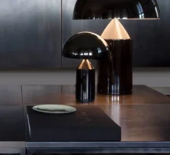 Lampe à poser, Atollo, noir, Ø25cm, H35cm - Oluce