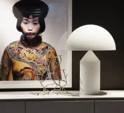 Lampe à poser, Atollo, verre opalin, Ø38cm, H50cm - Oluce