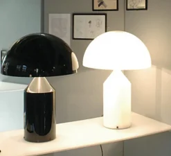 Lampe à poser, Atollo, verre opalin, Ø38cm, H50cm - Oluce