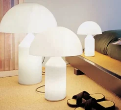 Lampe à poser, Atollo, verre opalin, Ø25cm, H35cm - Oluce