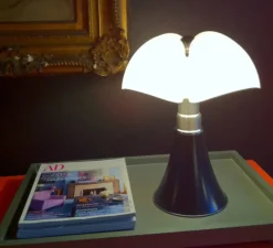 Lampe à poser, baladeuse MINI PIPISTRELLO SANS FIL, Marron foncé, LED, Ø27cm, H35cm - Martinelli Luce