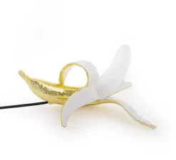 Lampe à poser, Banana Dewey, blanc, or, LED, H20cm - SELETTI