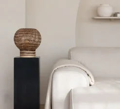 Lampe à poser, Barbados, naturel et marron, Ø25cm, H27cm - Good&Mojo