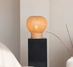 Lampe à poser, Barbados, naturel, Ø25cm, H27cm - Good&Mojo