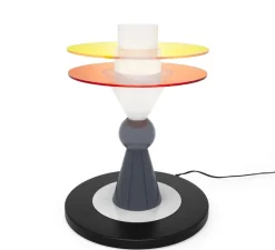 Lampe à poser, Bay, noir, blanc, jaune, orange, Ø40cm, H50cm - Memphis Milano