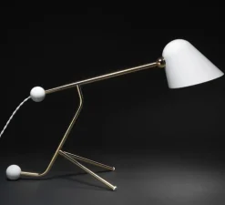 Lampe à poser, Beghina, blanc brillant, laiton, LED, 3000K, 200lm, L22cm, H41cm - Tato Italia