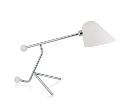 Lampe à poser, Beghina, blanc texturé, chrome, LED, 3000K, 200lm, L22cm, H41cm - Tato Italia