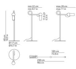 Lampe à poser, Bird, blanc, LED, dim, 2700K, 660 lm, L17cm, H48cm - KDLN