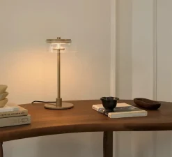 Lampe à poser, Blossi small, or nordique, transparent, LED, dim, 2700K, 463 lm, Ø17cm, H33cm - Nuura