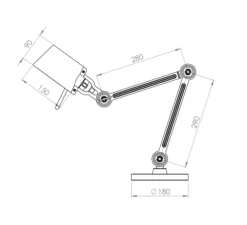 Lampe à poser, Bolt petit, gris, laiton, L57cm, H29cm - TONONE