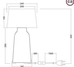 Lampe à poser, Bottiglia, abat-jour Athena, vert, blanc, Ø24cm, H44cm - Creative Cables