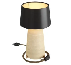 Lampe à poser, Bottiglia, abat-jour Athena, gris tourterelle, noir, Ø24cm, H44cm - Creative Cables