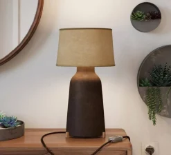 Lampe à poser, Bottiglia, abat-jour Athena, corten, jute, Ø24cm, H44cm - Creative Cables