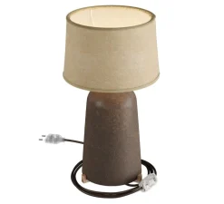 Lampe à poser, Bottiglia, abat-jour Athena, corten, jute, Ø24cm, H44cm - Creative Cables