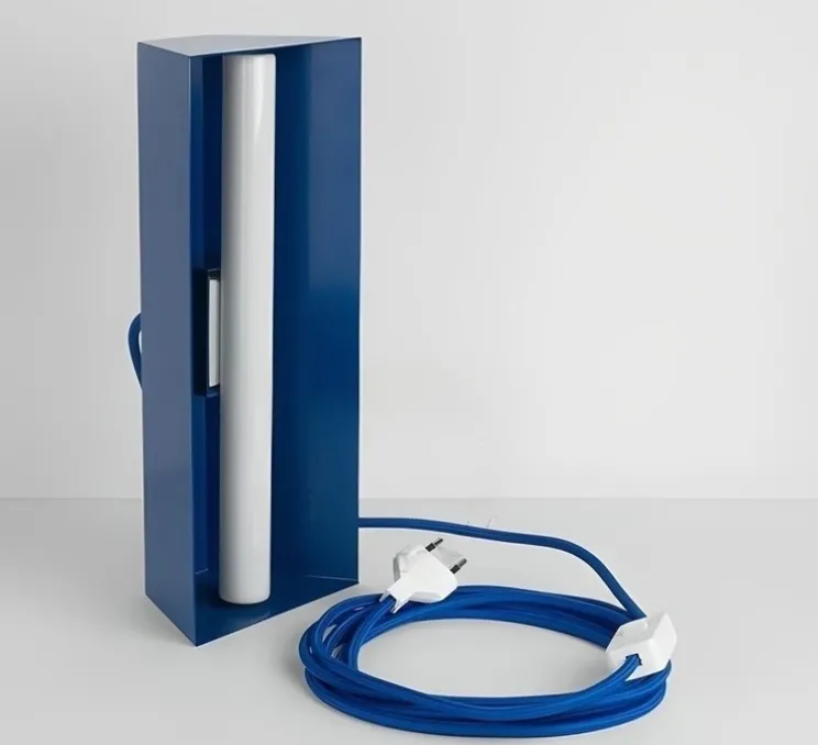 Lampe à poser, Brooke, bleu, L14cm, H31cm - Zangra