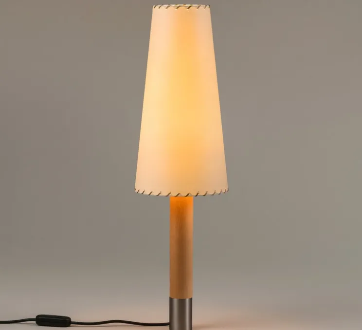 Lampe à poser, Básica M2, nickel, beige, Ø20cm, H71cm - Santa & Cole