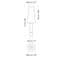 Lampe à poser, Básica M2, nickel, beige, Ø20cm, H71cm - Santa & Cole