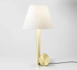 Lampe à poser, Calée XS, Blanc et laiton satiné, Ø22cm, H42cm - CVL