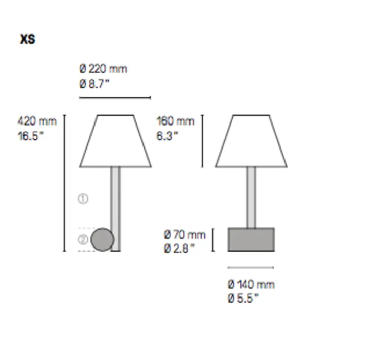 Lampe à poser, Calée XS, Blanc et laiton satiné, Ø22cm, H42cm - CVL
