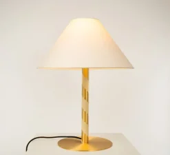 Lampe à poser, Candy, laiton satiné, abat-jour chinette blanche, Ø45cm, H61cm - CVL