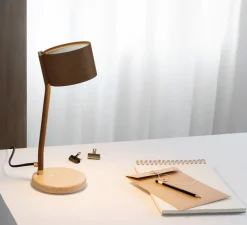 Lampe à poser, CANOPEE, Brun cognac, L16cm, H37cm - JURIE & JARRE