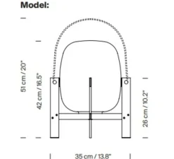 Lampe à poser, Cesta Metallica, métal et bois, poignée cuir, Ø35cm, H51cm - Santa & Cole