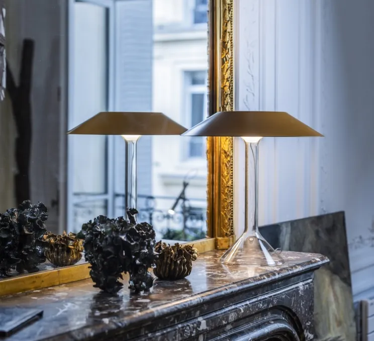 Lampe à poser, Chapeaux M, ocre, LED, dim, 2700K, 900 lm, Ø44cm, H47cm - Foscarini