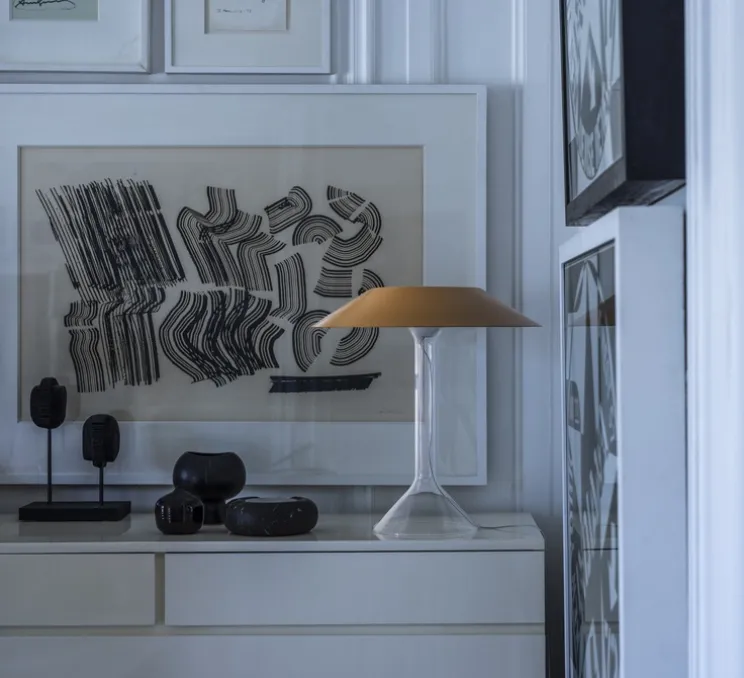 Lampe à poser, Chapeaux M, ocre, LED, dim, 2700K, 900 lm, Ø44cm, H47cm - Foscarini