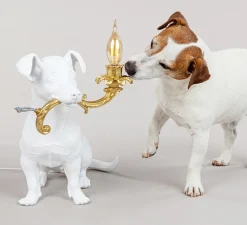 Lampe à poser, Chien, Rio Lamp, blanc et or, L42cm, H25cm - Seletti